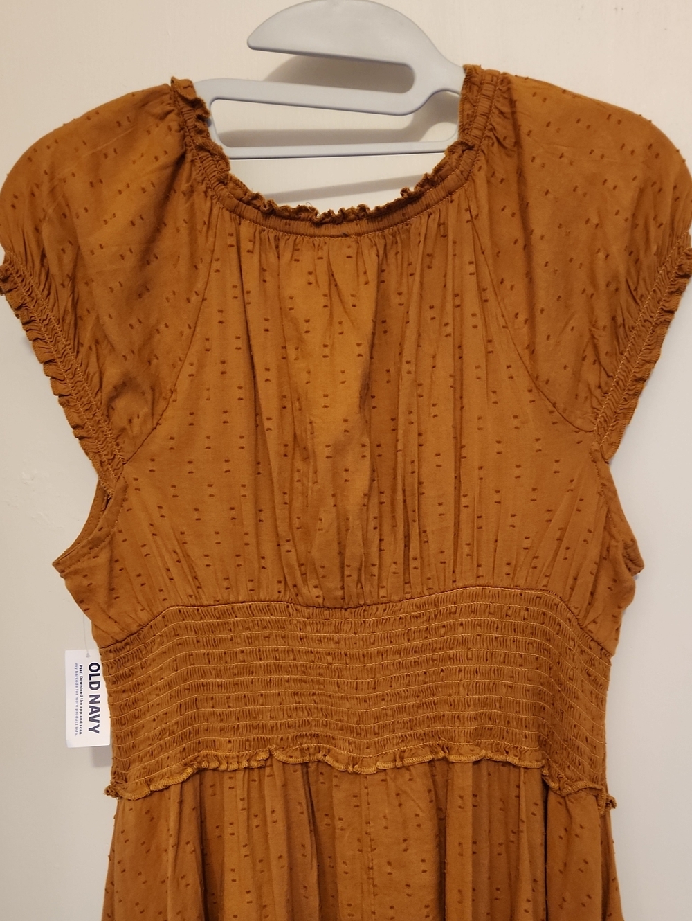 NWT Old Navy Rust Brown Maxi Dress with Smocked Waist and Ruffle Hem - Picture 7 of 10
